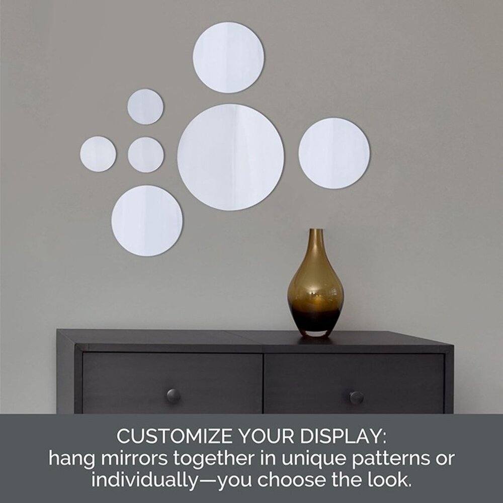 NEW  Set of 7 Round Wall-Mount Mirror, Assorted Sizes